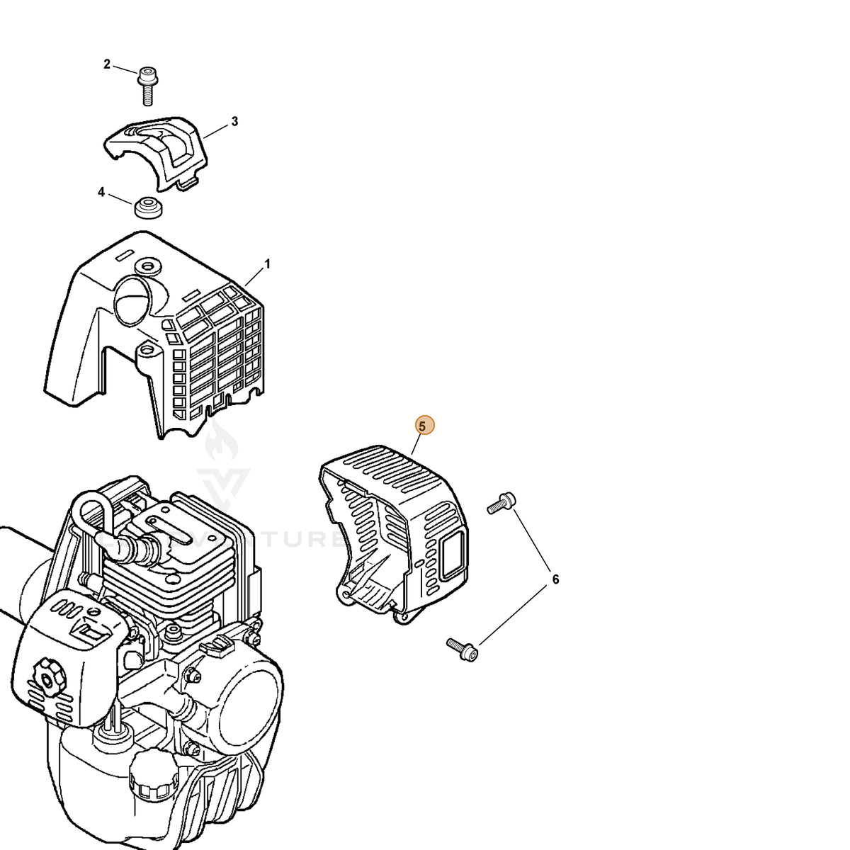 ECHO part A320000003 — IPL diagram snippet (6x zoom, amber highlight)