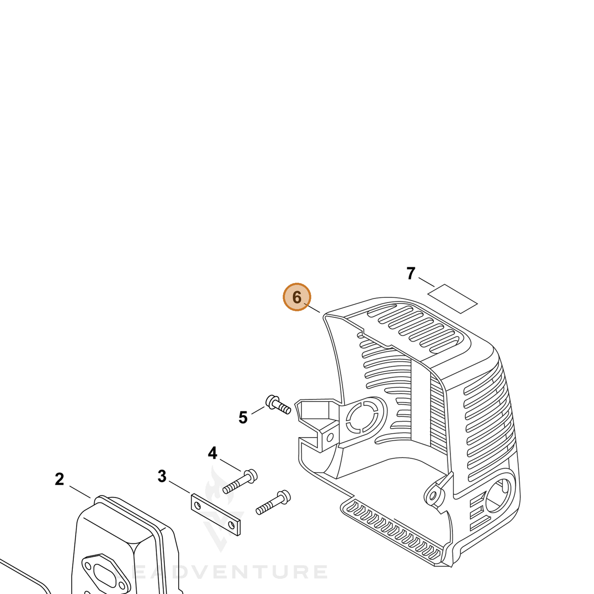 ECHO part A320000080 — IPL diagram snippet (6x zoom, amber highlight)