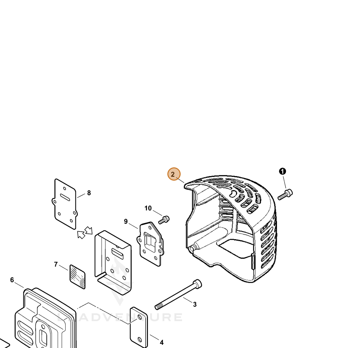 ECHO part A320000430 — IPL diagram snippet (6x zoom, amber highlight)