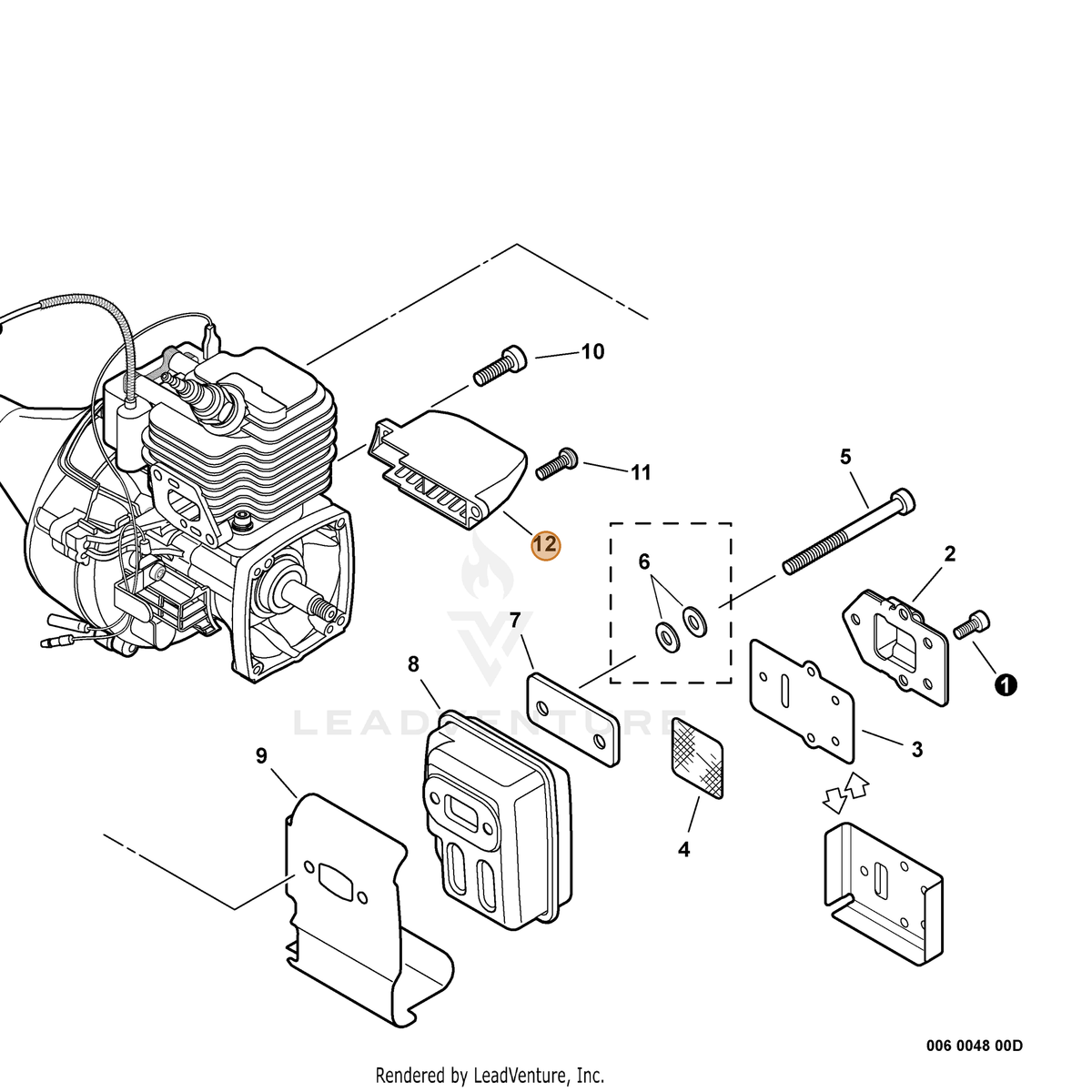 Echo part A320000481 — IPL diagram snippet (6x zoom, amber highlight)