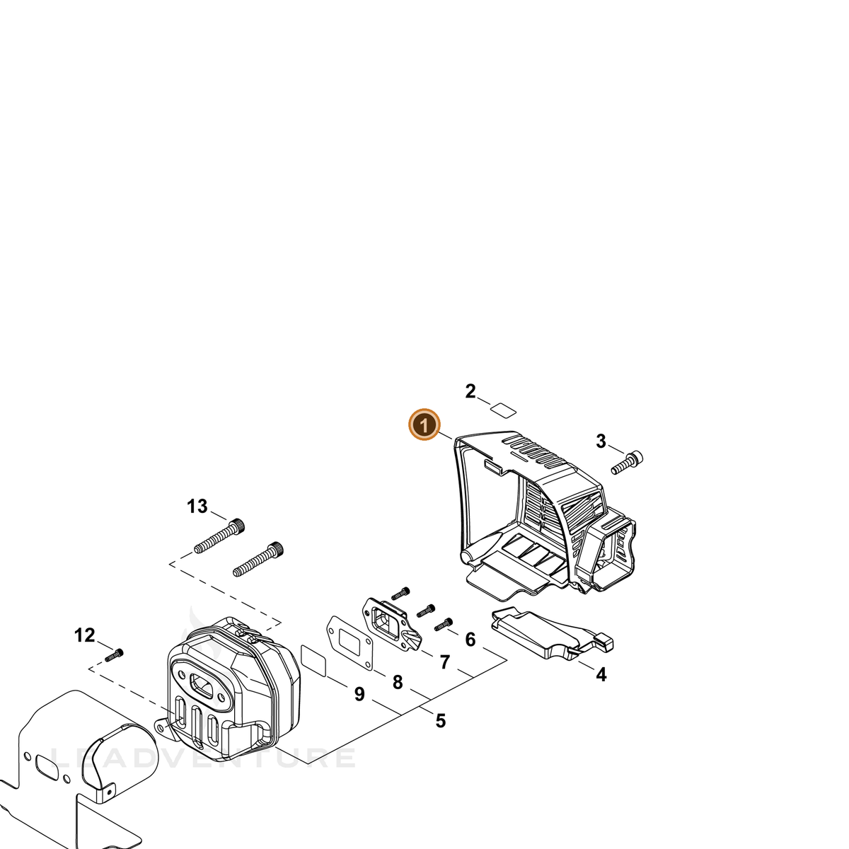 ECHO part A320001000 — IPL diagram snippet (6x zoom, amber highlight)
