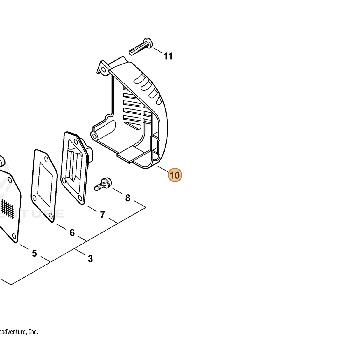 ECHO part A320001130 — IPL diagram snippet (6x zoom, amber highlight)