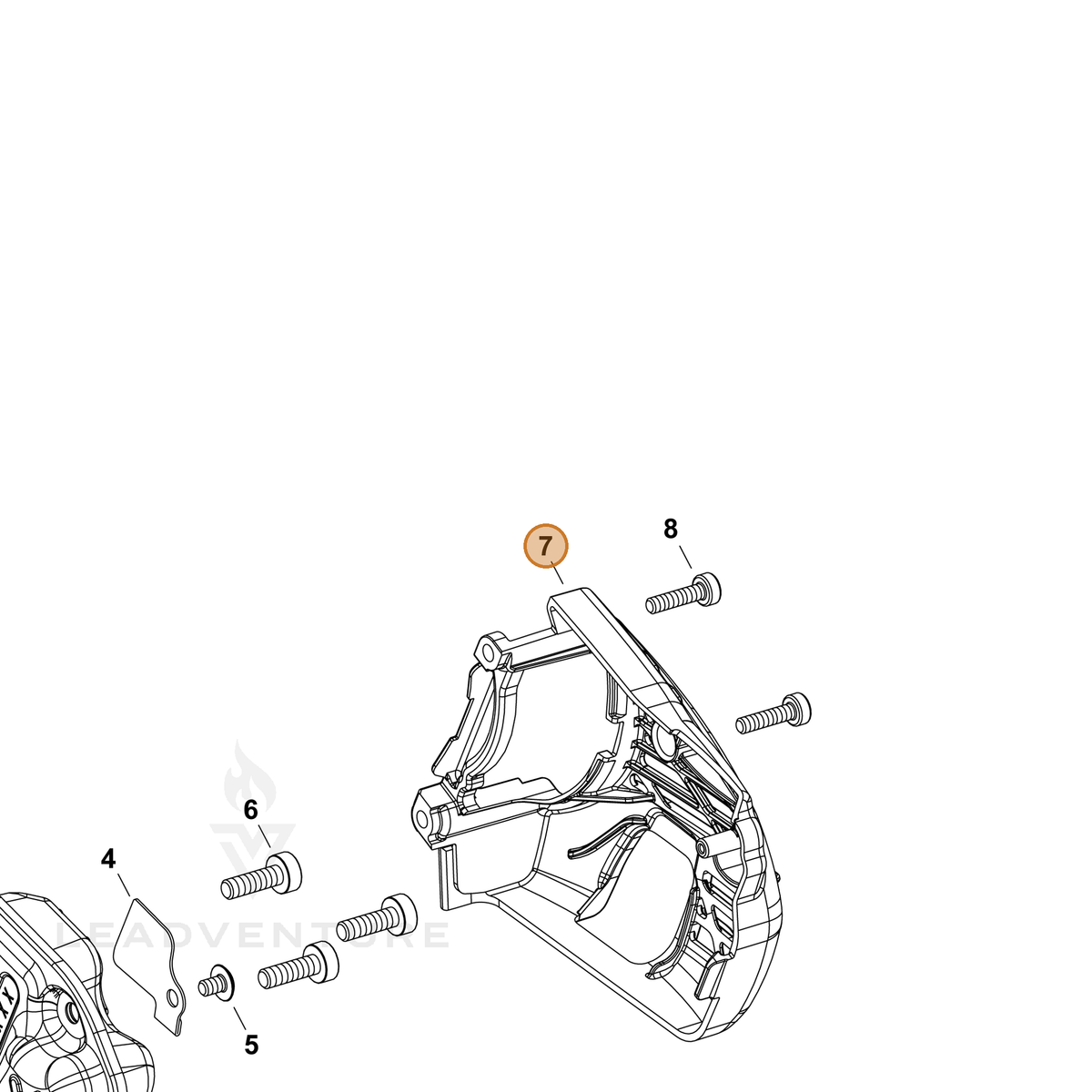 Echo part A320001180 — IPL diagram snippet (6x zoom, amber highlight)