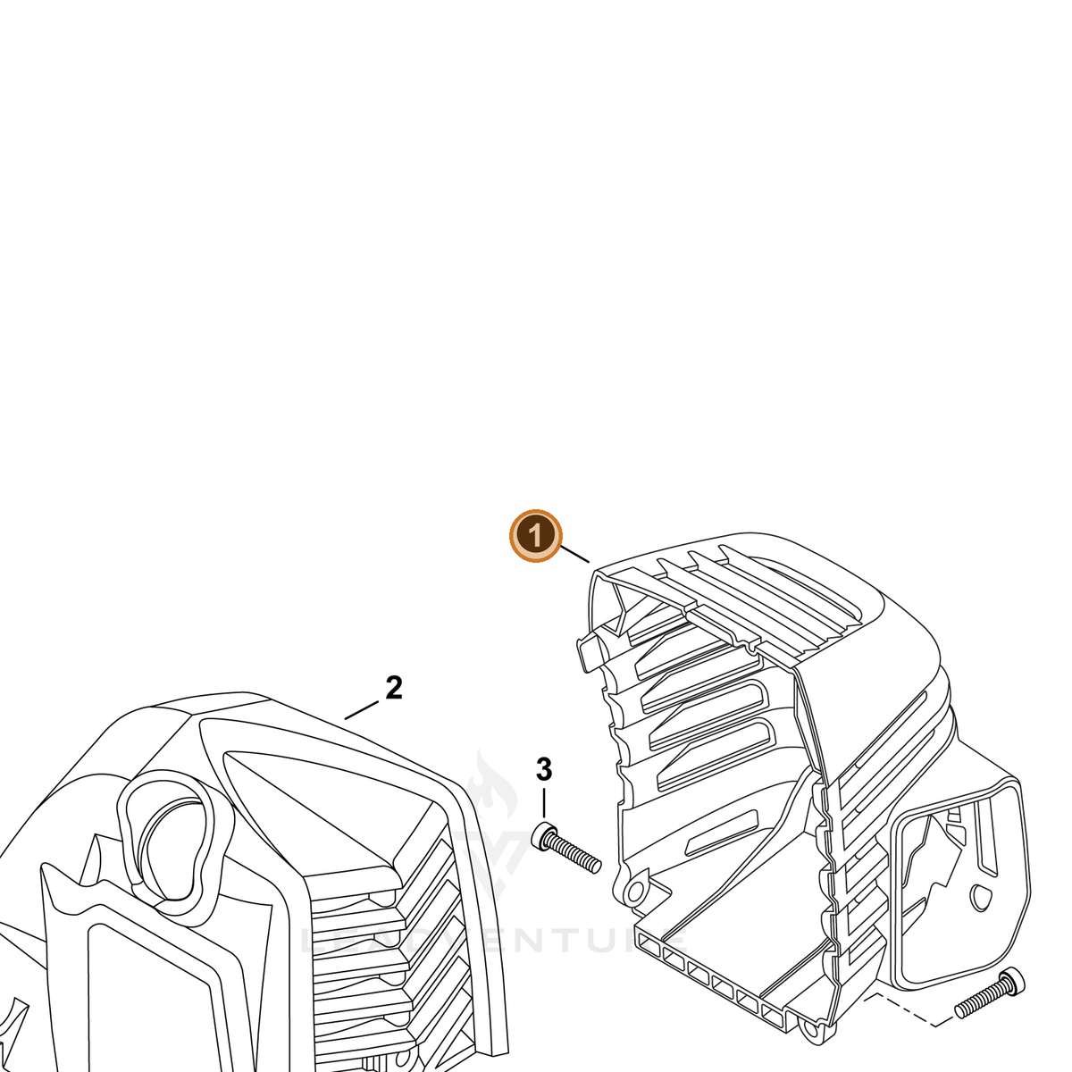 ECHO part A320001201 — IPL diagram snippet (6x zoom, amber highlight)