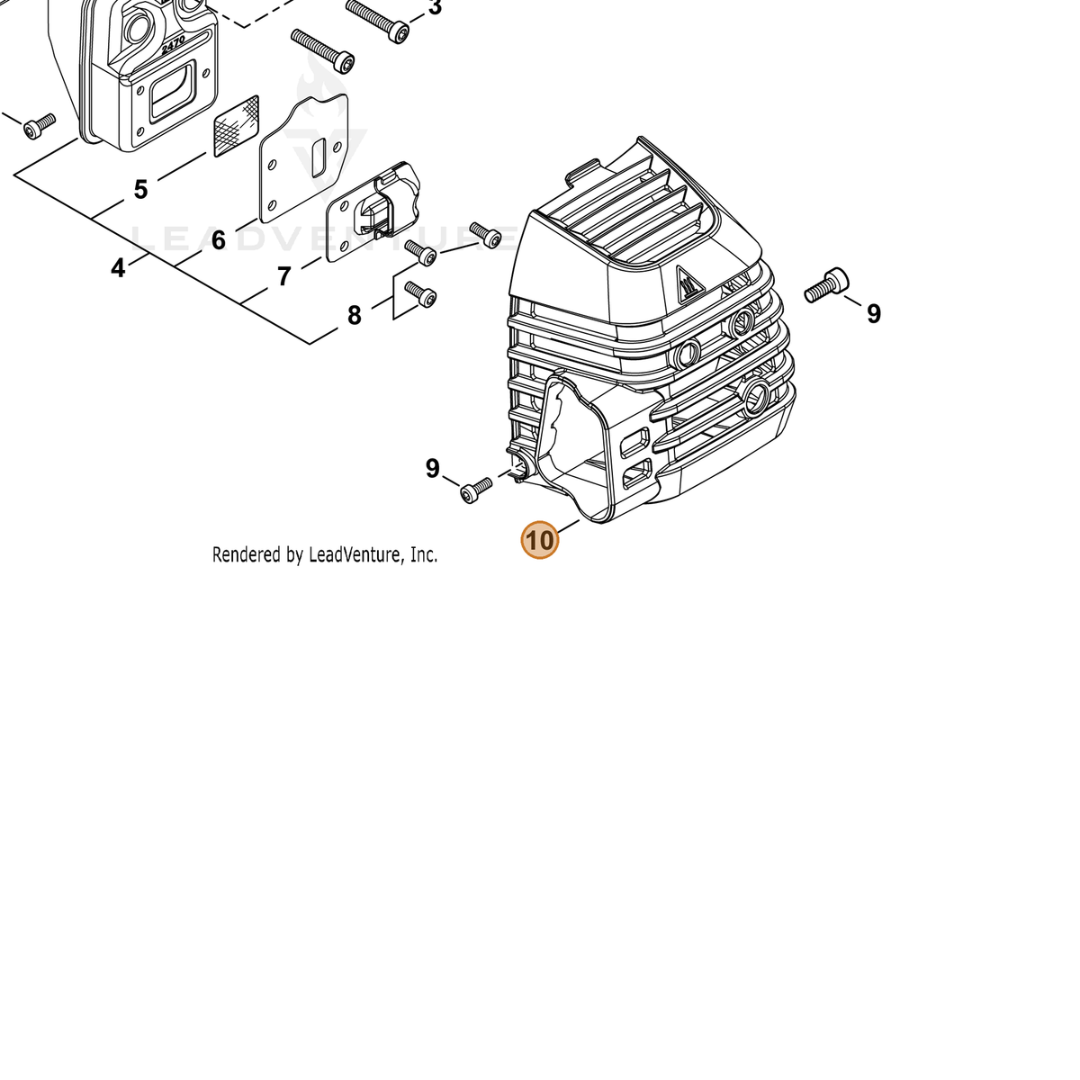 ECHO part A320001290 — IPL diagram snippet (6x zoom, amber highlight)