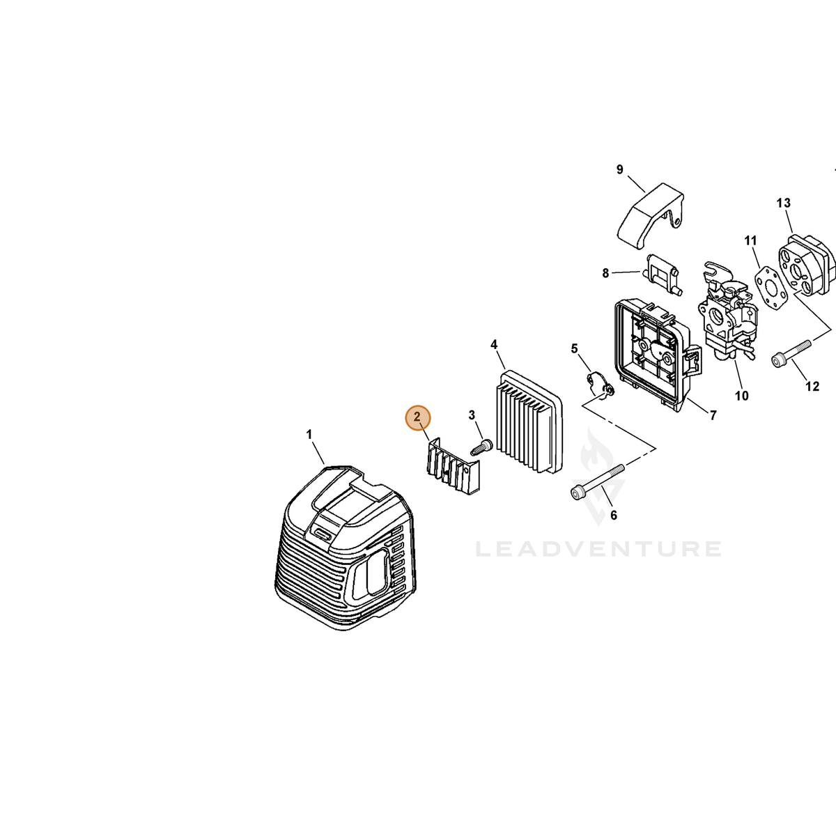 ECHO part A323000000 — IPL diagram snippet (6x zoom, amber highlight)