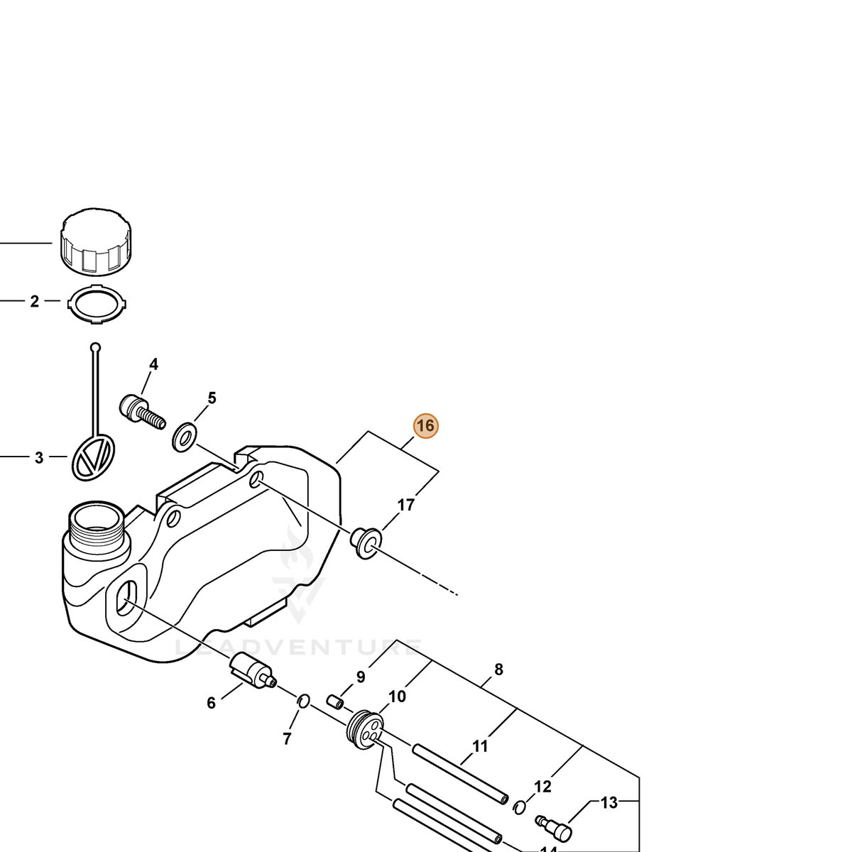 ECHO part A350000018 — IPL diagram snippet (6x zoom, amber highlight)