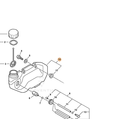 ECHO part A350000018 — IPL diagram snippet (6x zoom, amber highlight)