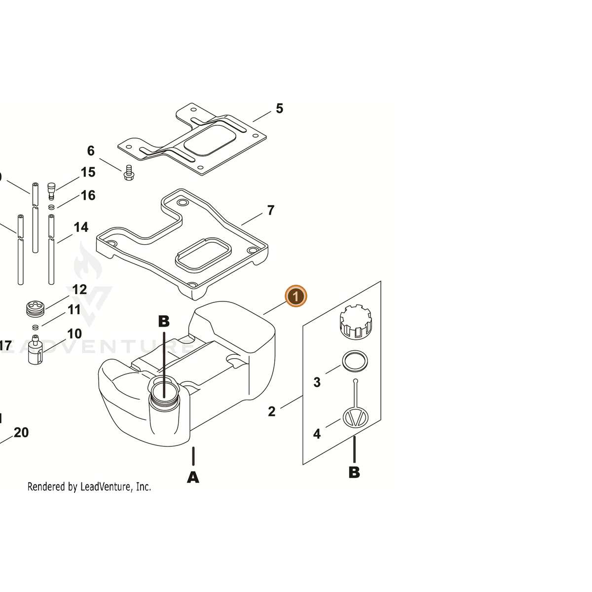 ECHO part A350000081 — IPL diagram snippet (6x zoom, amber highlight)