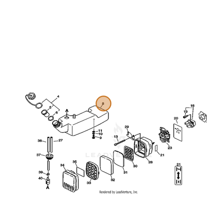 ECHO part A350000342 — IPL diagram snippet (6x zoom, amber highlight)