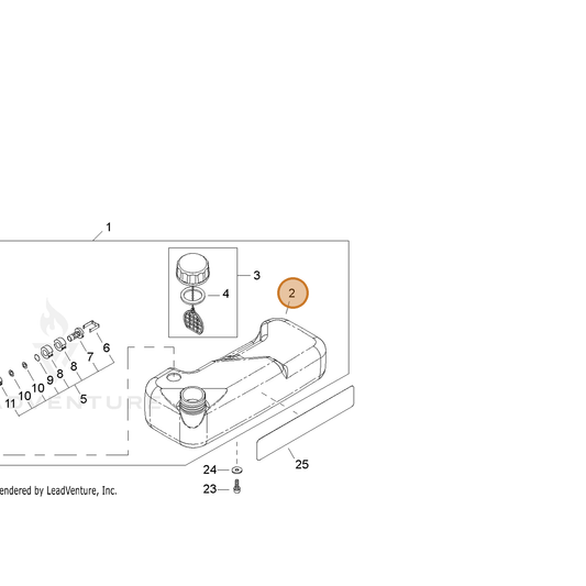 Echo part A350001070 — IPL diagram snippet (6x zoom, amber highlight)