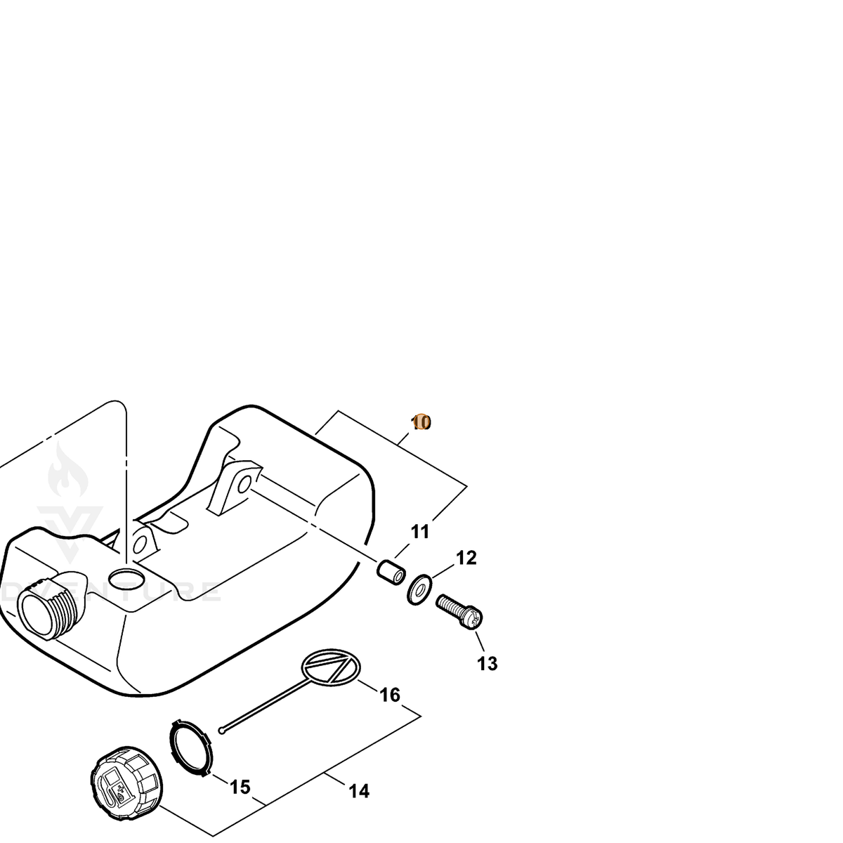 ECHO part A350002080 — IPL diagram snippet (6x zoom, amber highlight)