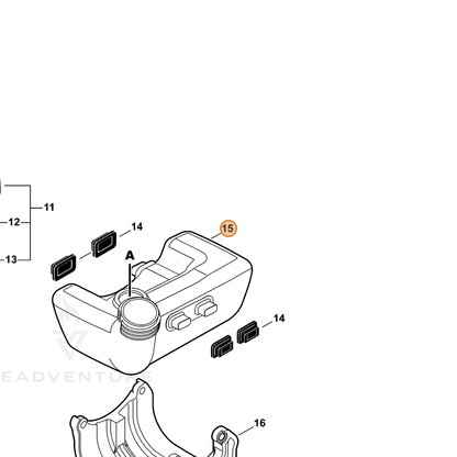 ECHO part A350002101 — IPL diagram snippet (6x zoom, amber highlight)