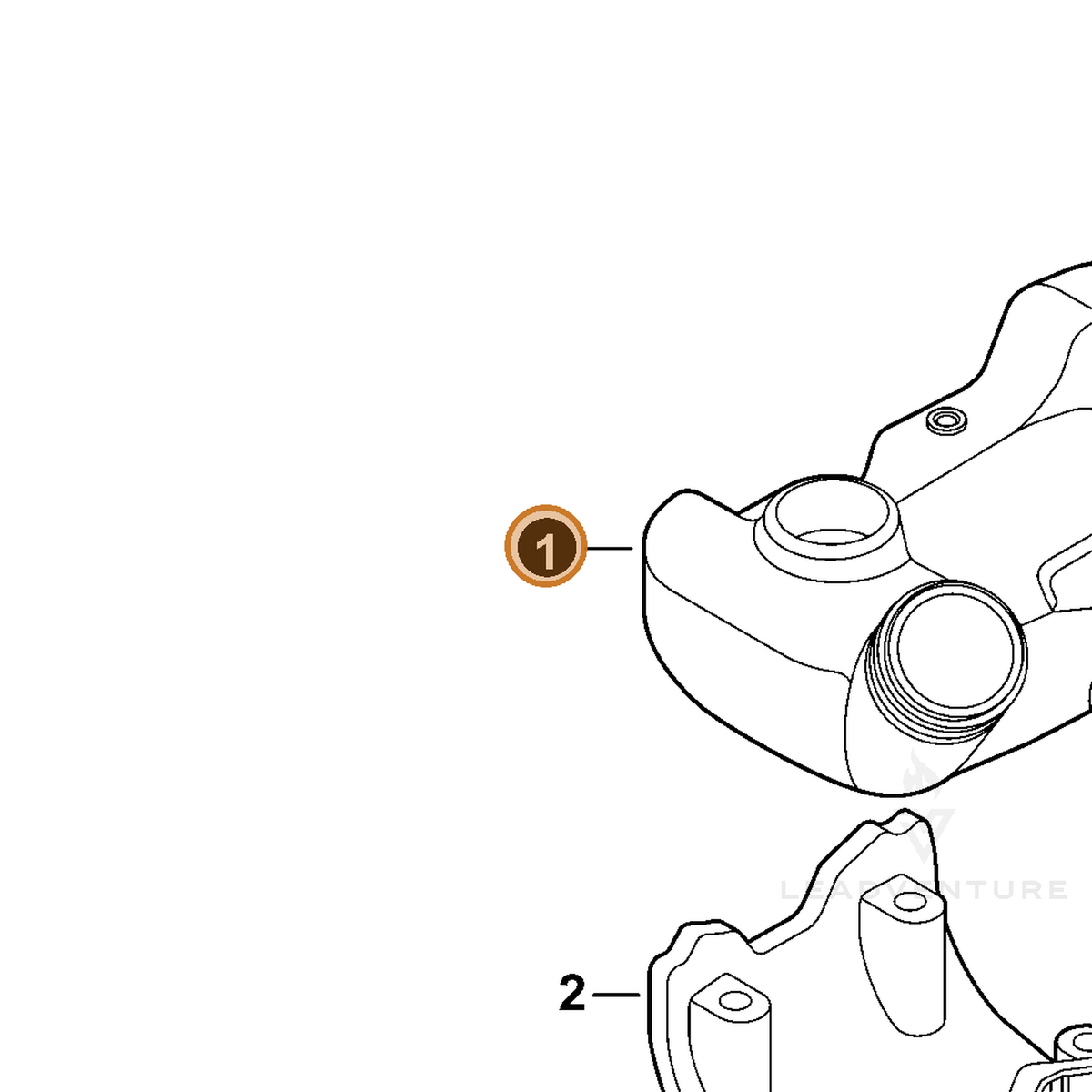 ECHO part A350002331 — IPL diagram snippet (6x zoom, amber highlight)