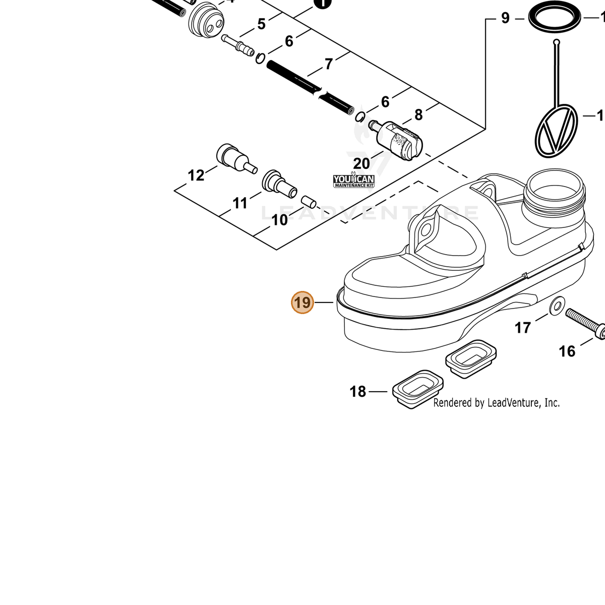 ECHO part A350002521 — IPL diagram snippet (6x zoom, amber highlight)