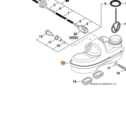 ECHO part A350002521 — IPL diagram snippet (6x zoom, amber highlight)