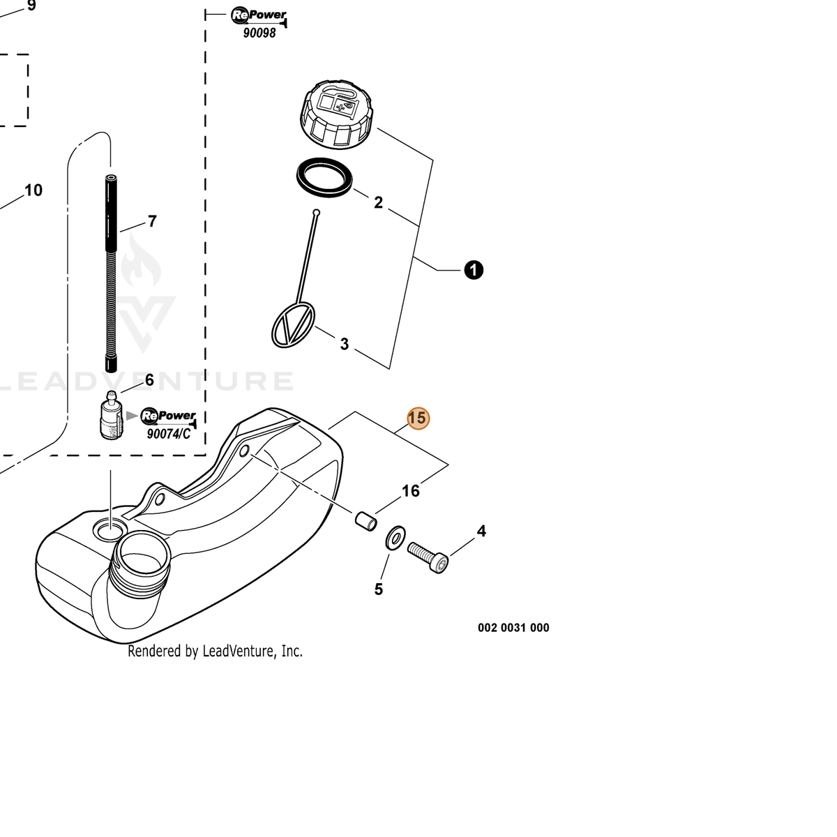 ECHO part A350002541 — IPL diagram snippet (6x zoom, amber highlight)