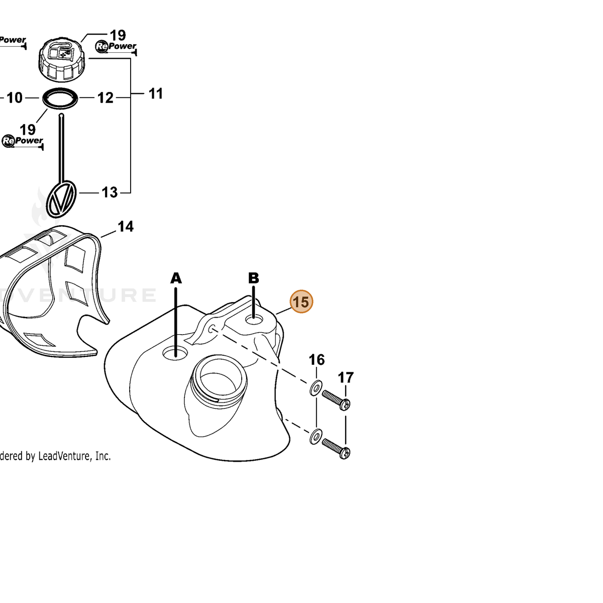 ECHO part A350002551 — IPL diagram snippet (6x zoom, amber highlight)
