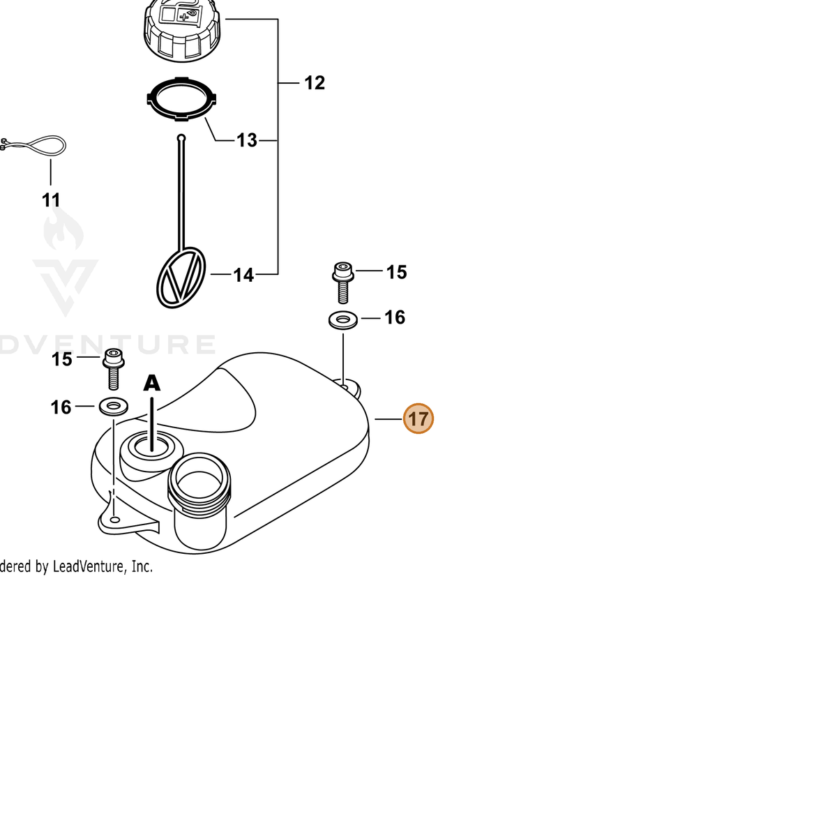 ECHO part A350002561 — IPL diagram snippet (6x zoom, amber highlight)