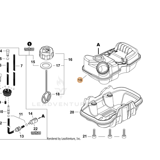 Echo part A350002811 — IPL diagram snippet (6x zoom, amber highlight)