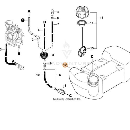 Echo part A350002840 — IPL diagram snippet (6x zoom, amber highlight)