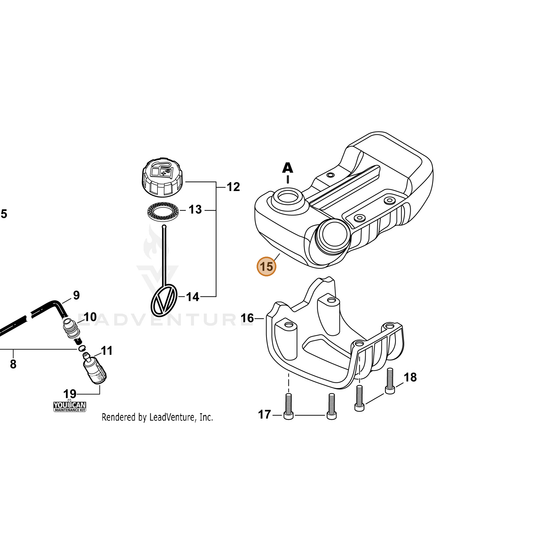 Echo part A350002850 — IPL diagram snippet (6x zoom, amber highlight)