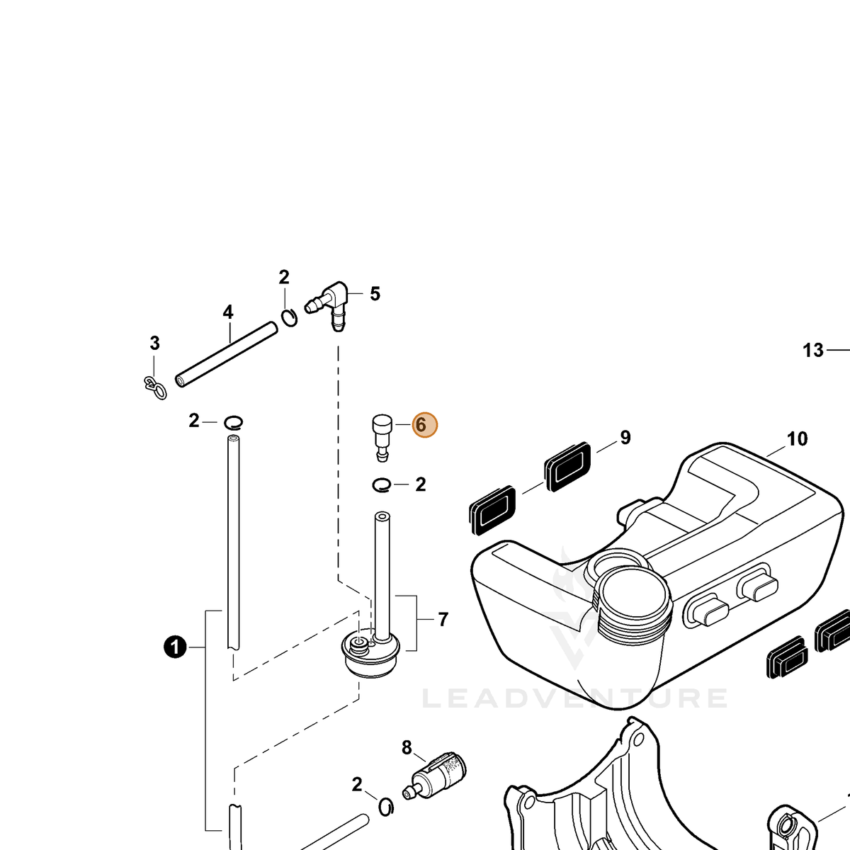 ECHO part A356000050 — IPL diagram snippet (6x zoom, amber highlight)
