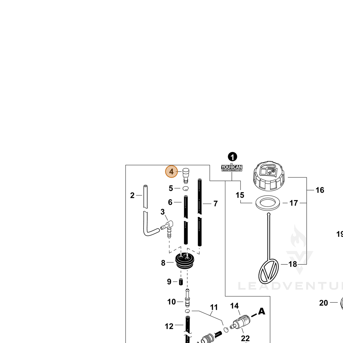 Echo part A356000230 — IPL diagram snippet (6x zoom, amber highlight)