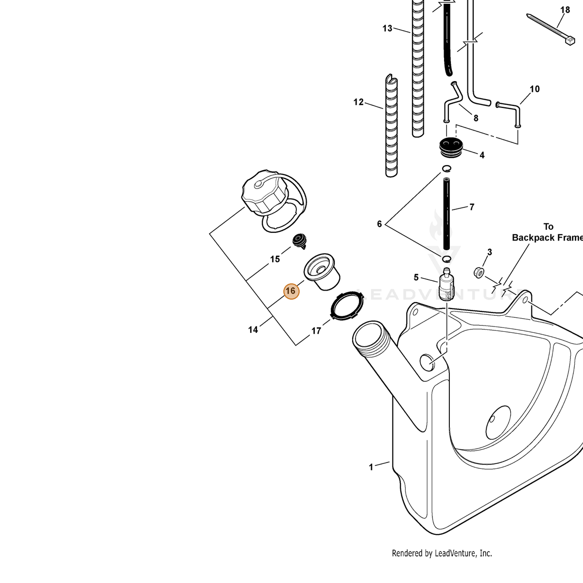ECHO part A358000000 — IPL diagram snippet (6x zoom, amber highlight)