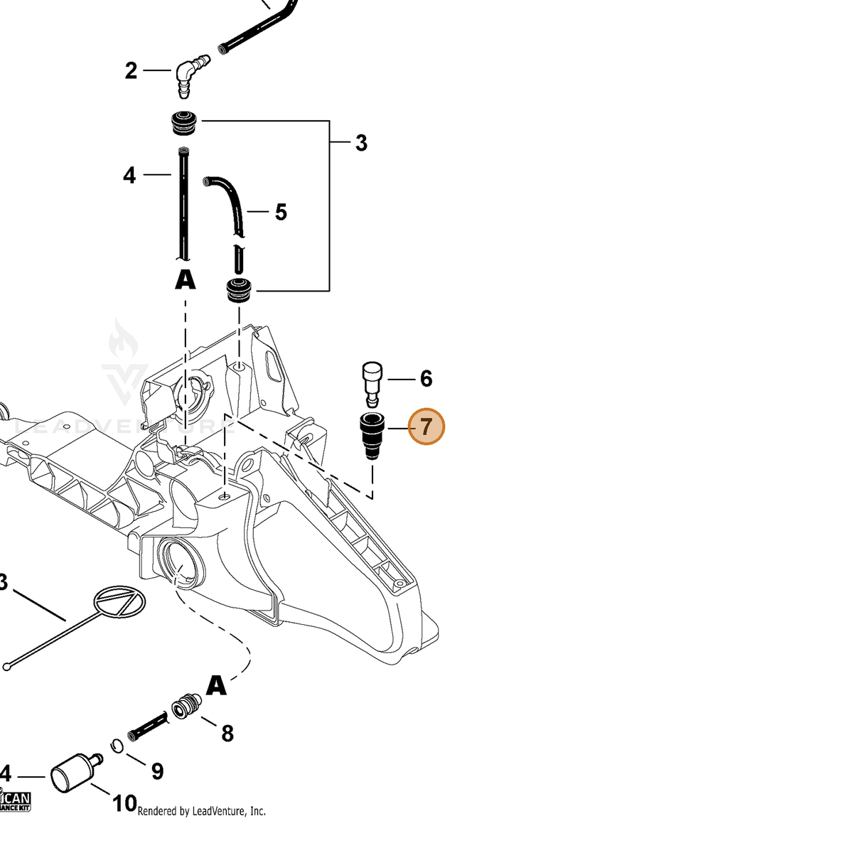 ECHO part A359000001 — IPL diagram snippet (6x zoom, amber highlight)