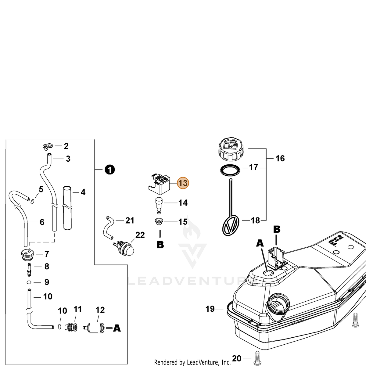 ECHO part A359000030 — IPL diagram snippet (6x zoom, amber highlight)