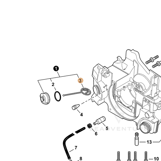 ECHO part A365000050 — IPL diagram snippet (6x zoom, amber highlight)