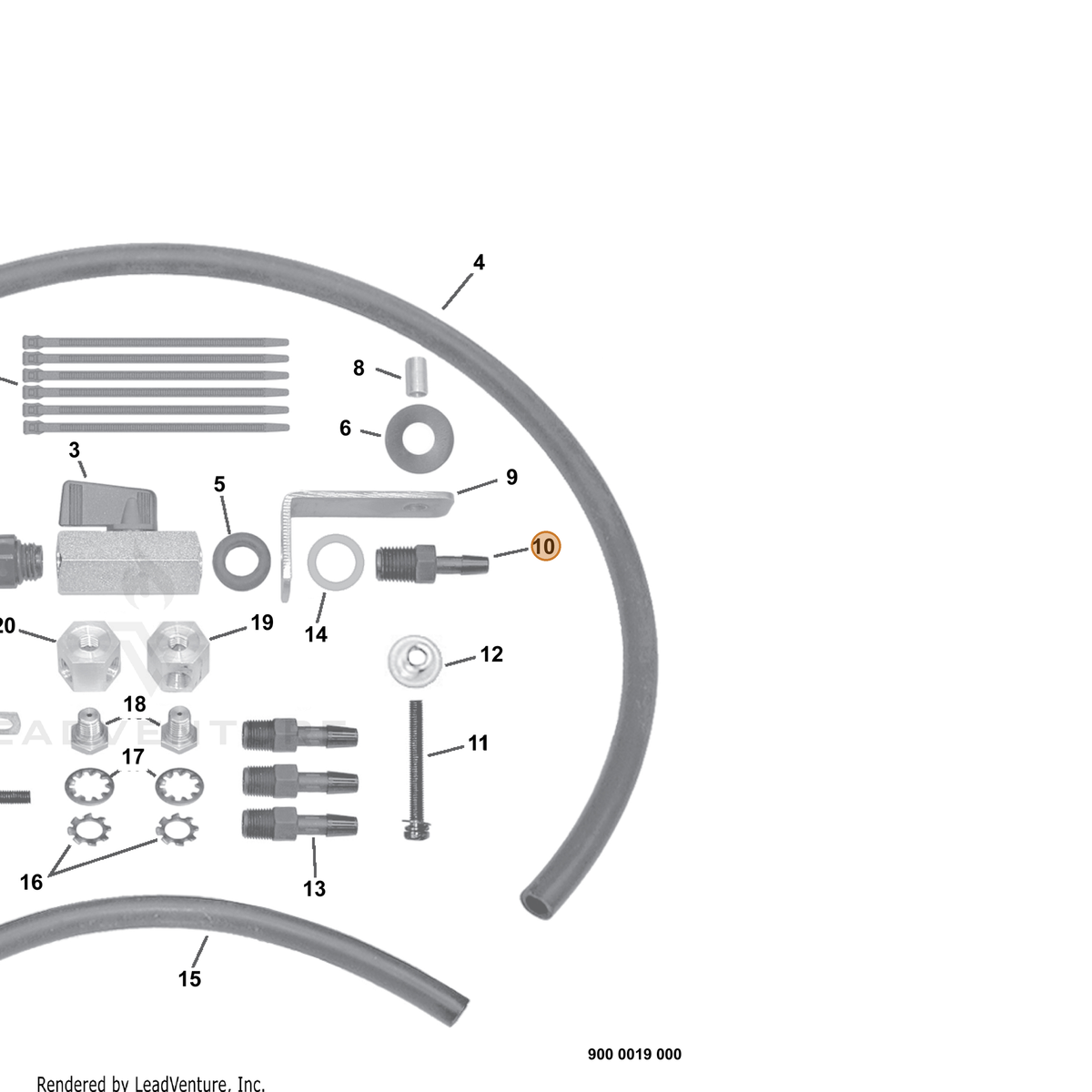 ECHO part A373000070 — IPL diagram snippet (6x zoom, amber highlight)