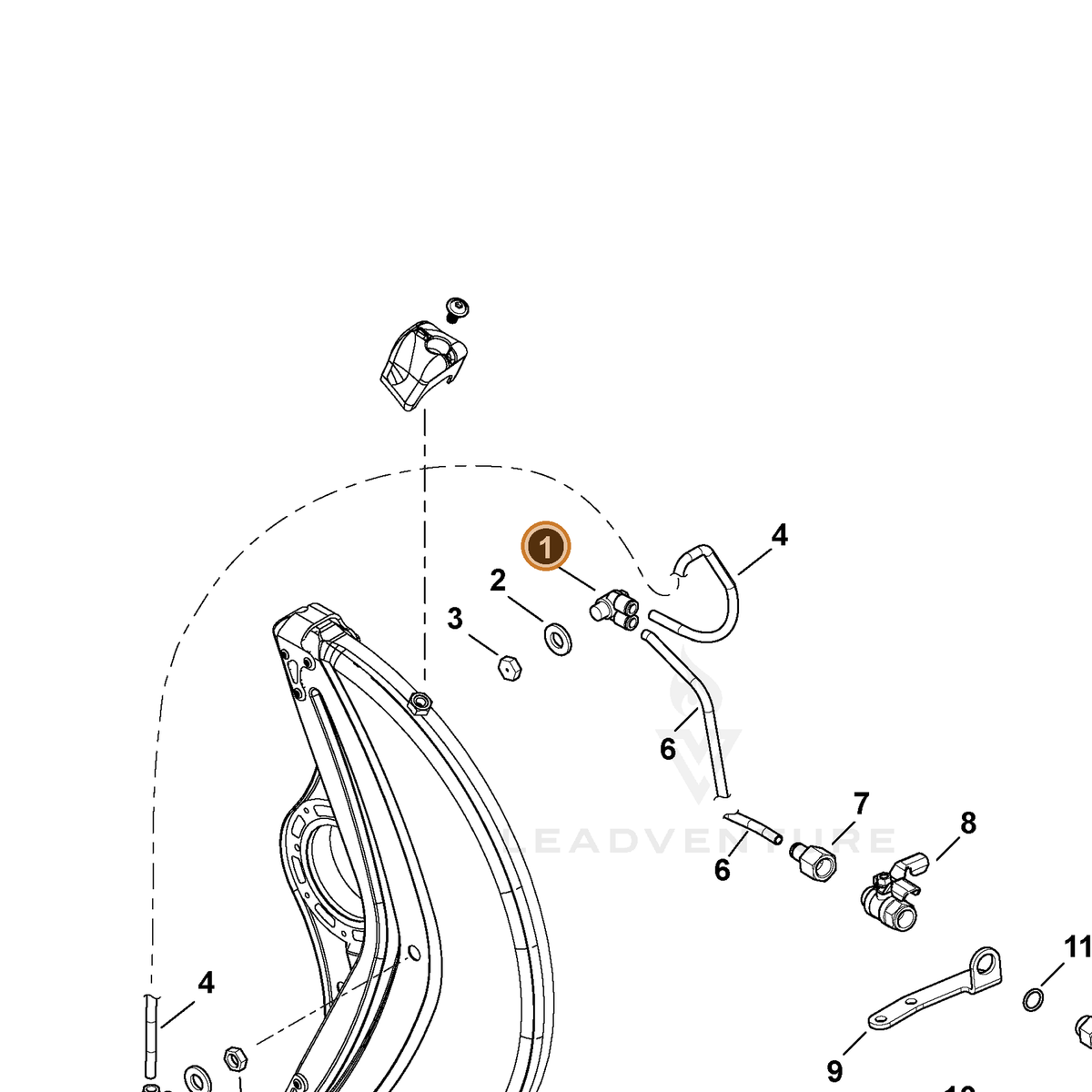 ECHO part A373000240 — IPL diagram snippet (6x zoom, amber highlight)