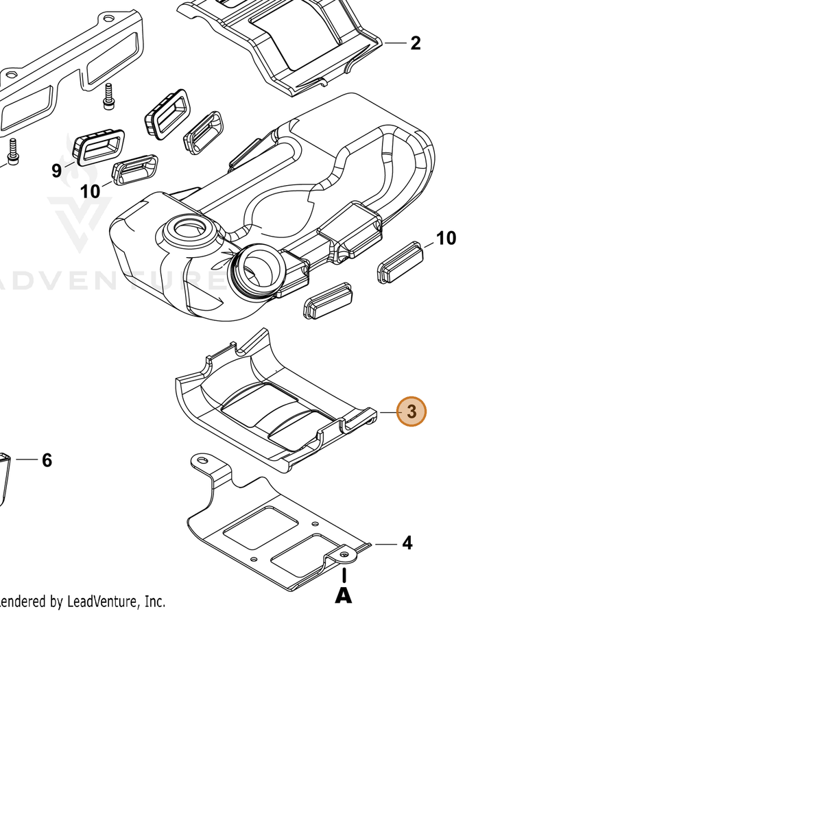 ECHO part A390000060 — IPL diagram snippet (6x zoom, amber highlight)