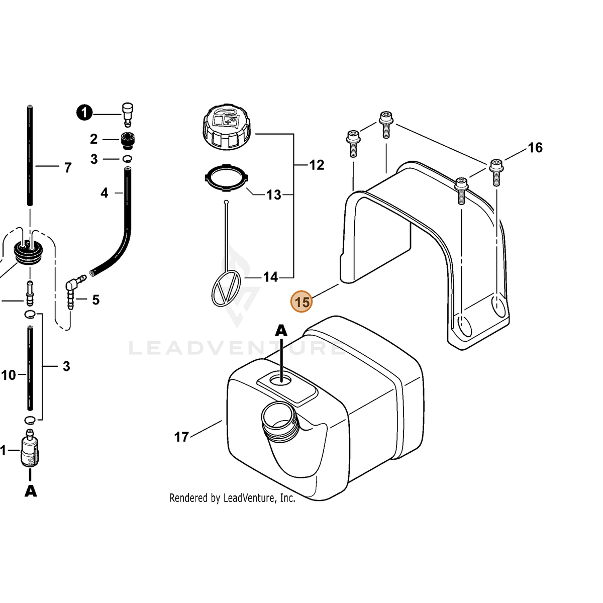 ECHO part A392000000 — IPL diagram snippet (6x zoom, amber highlight)