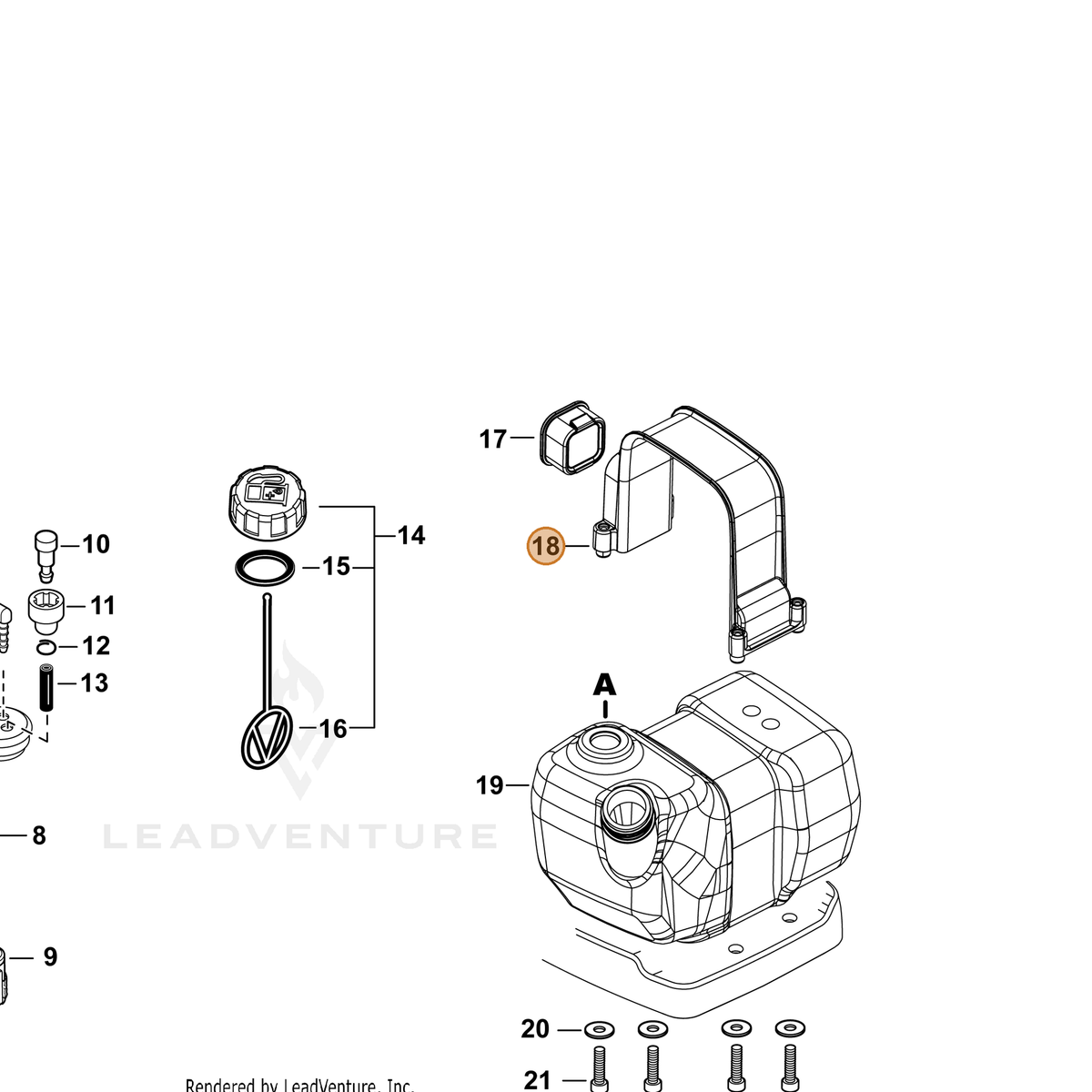 ECHO part A392000460 — IPL diagram snippet (6x zoom, amber highlight)