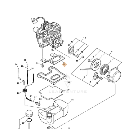 ECHO part A393000030 — IPL diagram snippet (6x zoom, amber highlight)