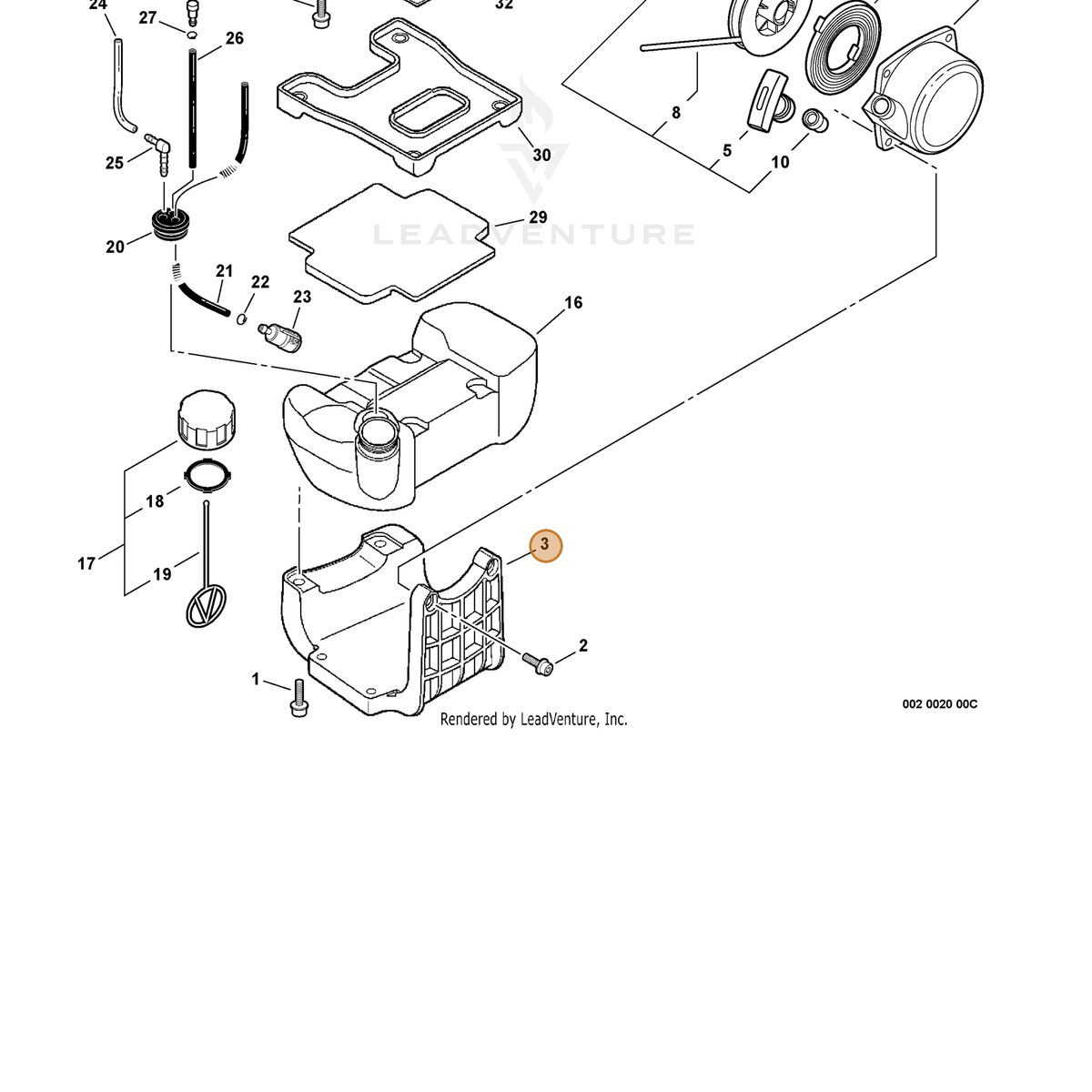ECHO part A393000050 — IPL diagram snippet (6x zoom, amber highlight)