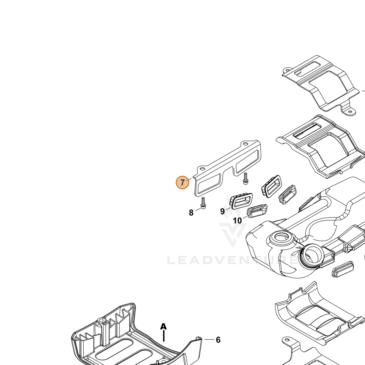 ECHO part A393000300 — IPL diagram snippet (6x zoom, amber highlight)
