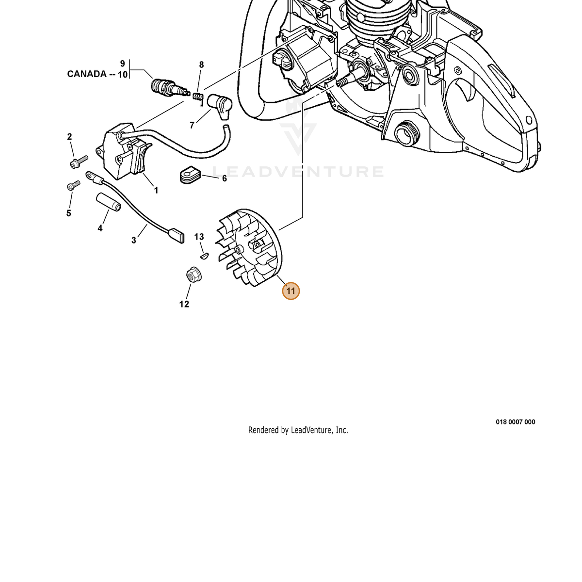 ECHO part A409000030 — IPL diagram snippet (6x zoom, amber highlight)