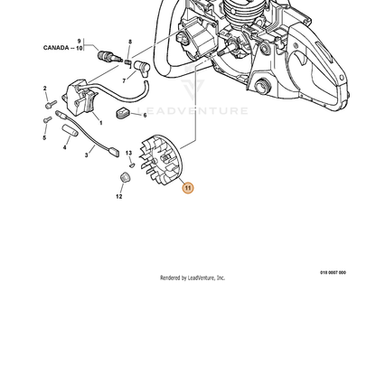ECHO part A409000030 — IPL diagram snippet (6x zoom, amber highlight)