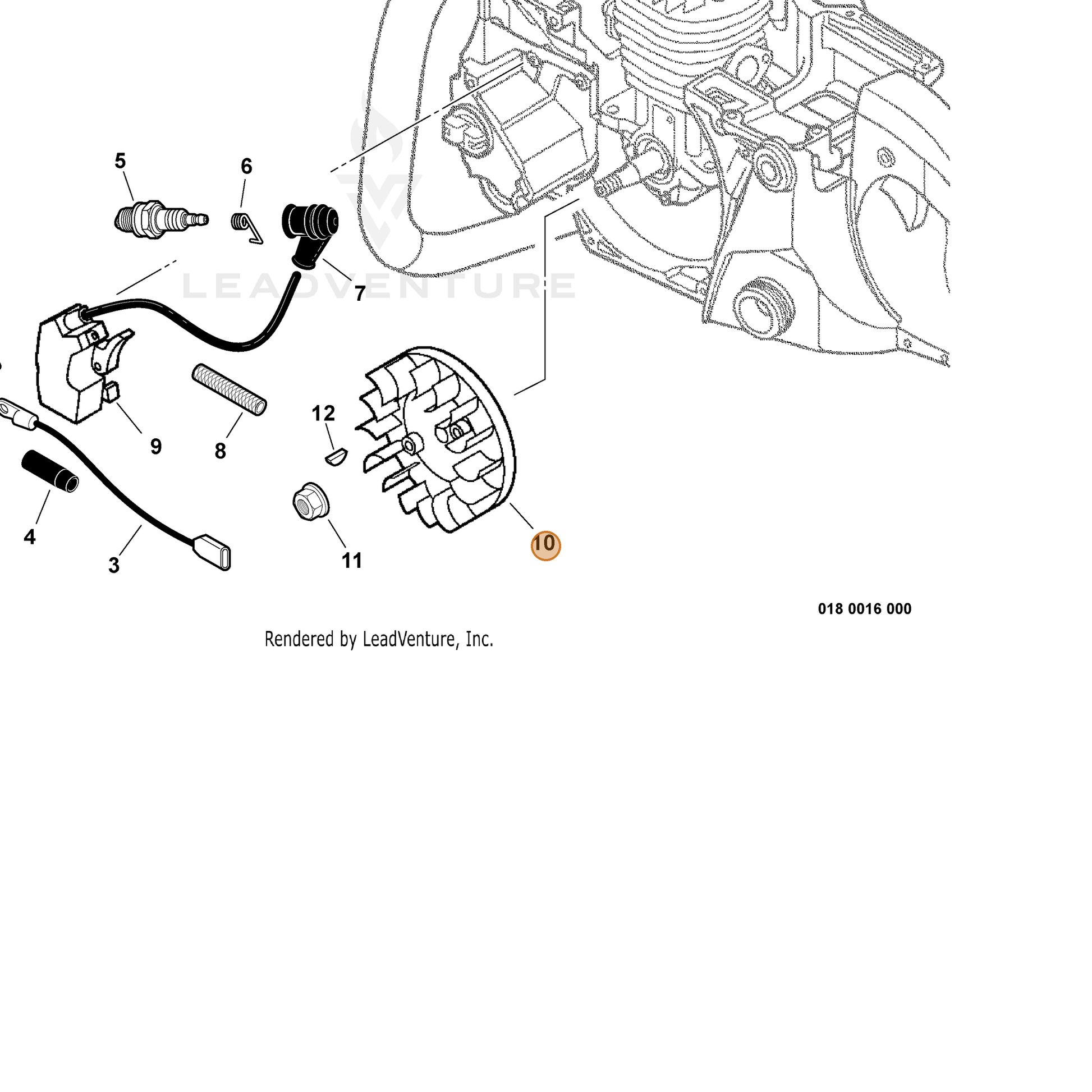 ECHO part A409000080 — IPL diagram snippet (6x zoom, amber highlight)