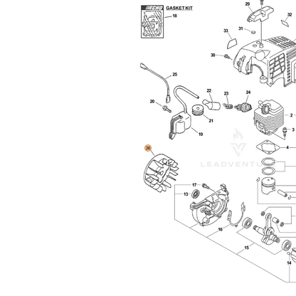 ECHO part A409000100 — IPL diagram snippet (6x zoom, amber highlight)