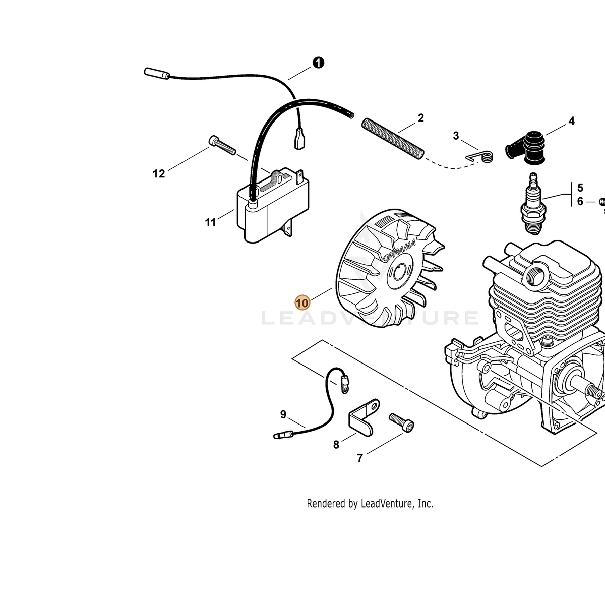 ECHO part A409000210 — IPL diagram snippet (6x zoom, amber highlight)