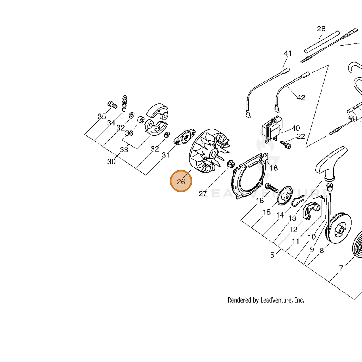 ECHO part A409000221 — IPL diagram snippet (6x zoom, amber highlight)