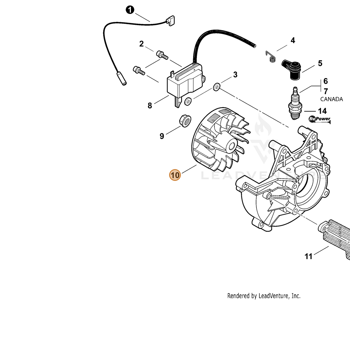 ECHO part A409000290 — IPL diagram snippet (6x zoom, amber highlight)