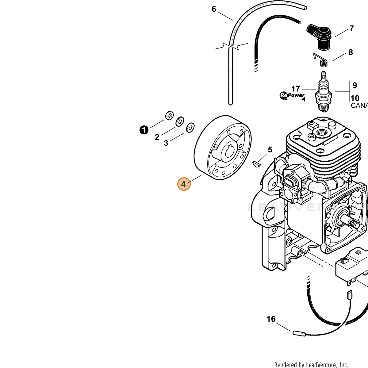 ECHO part A409000331 — IPL diagram snippet (6x zoom, amber highlight)