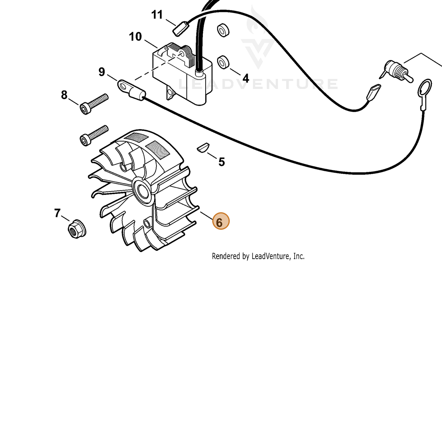 ECHO part A409000350 — IPL diagram snippet (6x zoom, amber highlight)