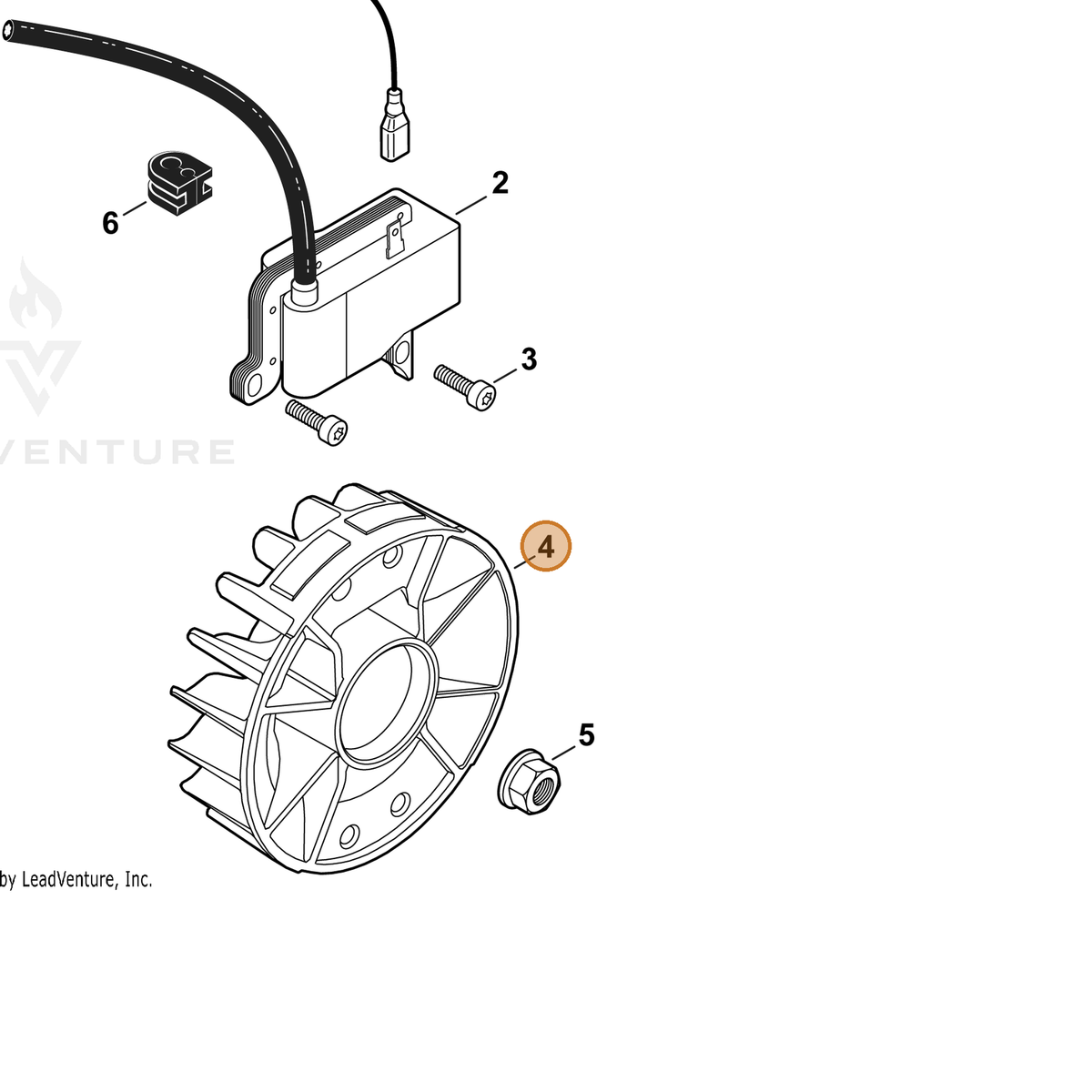 ECHO part A409000390 — IPL diagram snippet (6x zoom, amber highlight)
